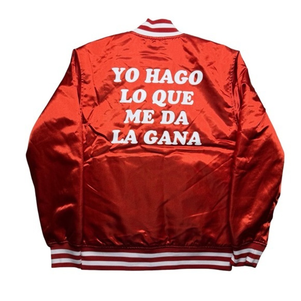 His de tu madre red nylon Spanish jacket